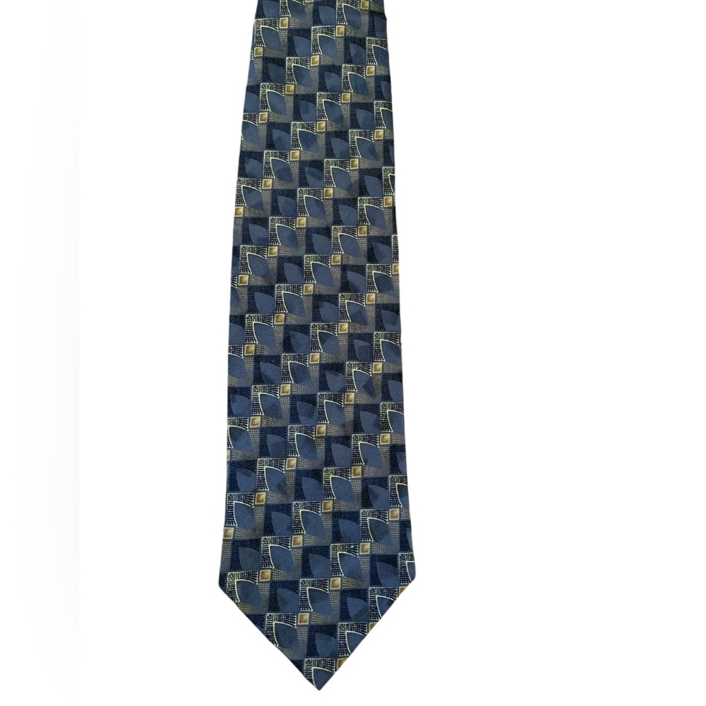Baci 100% silk tie. Pretty blue and tan pattern. Excellent condition.